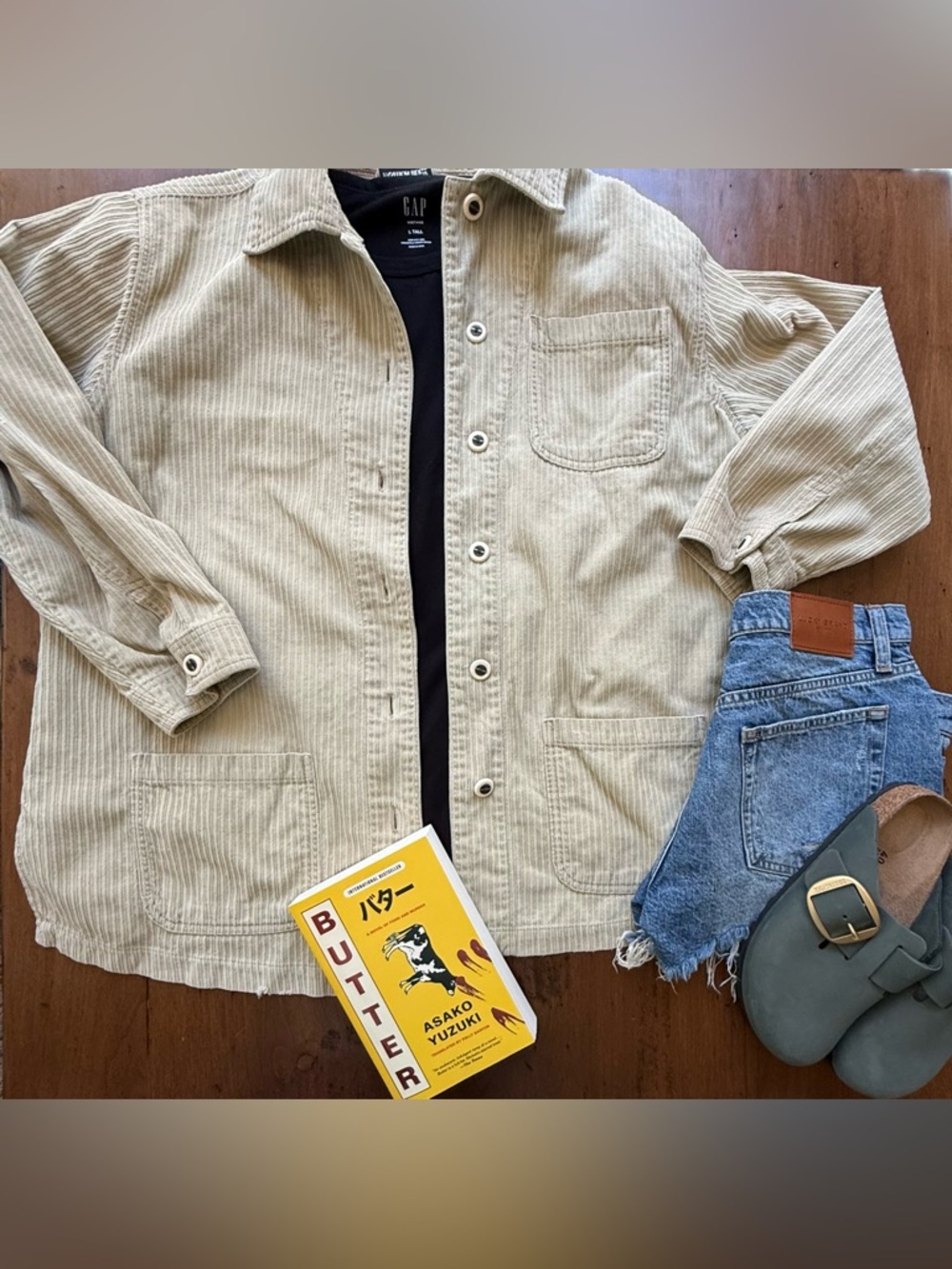 Y2K Beige Corduroy Chore Coat with Chest Pocket